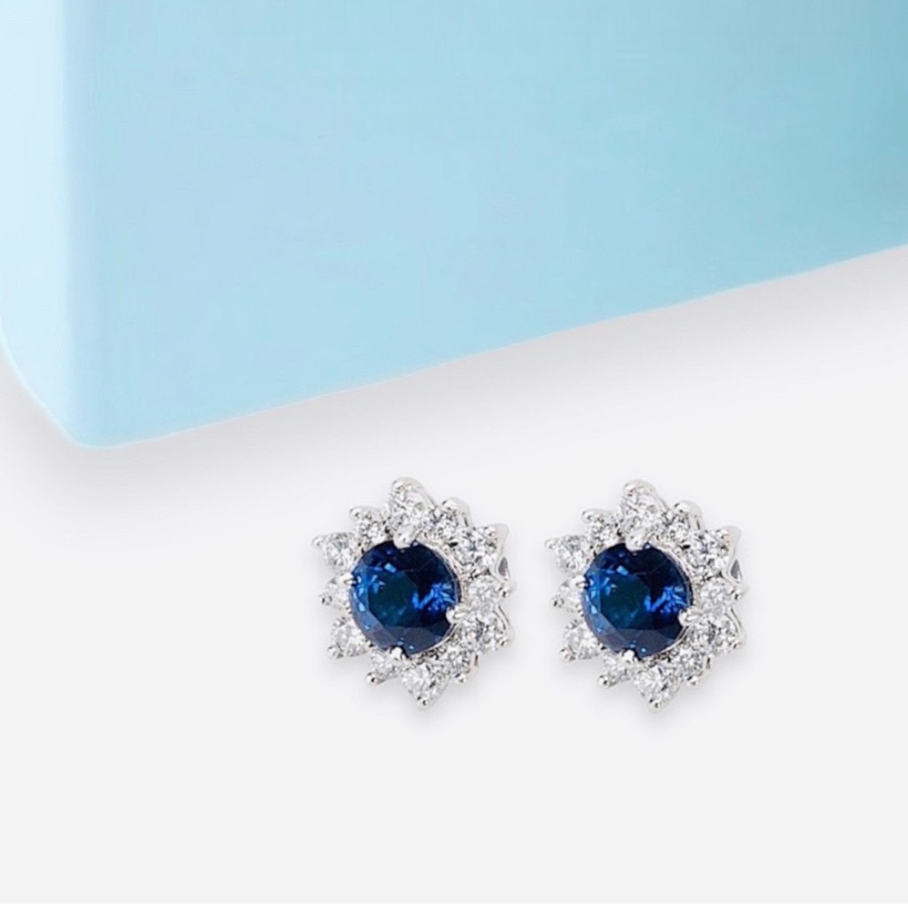 Blue Sapphire & Diamond Earrings | Platinum Set | Appraisal Included | $6,500